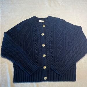 J. Crew Navy Blue Cable Knit Cardigan
